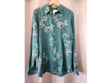 MRSV Rupert linen Shirt - Emerald Floral 